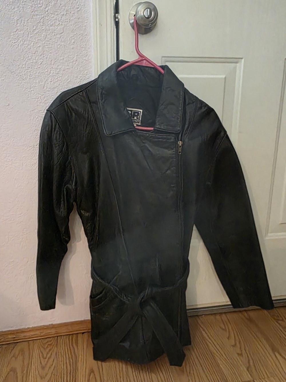 Nordstrom XS Womens Black Leather Belted Moto Jacket